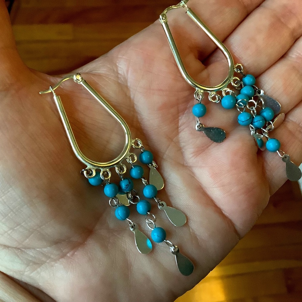 Sterling 925 Boho Turquoise dangle earrings